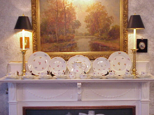 Meissen Strewn Flower Dessert Set with Rare Mark