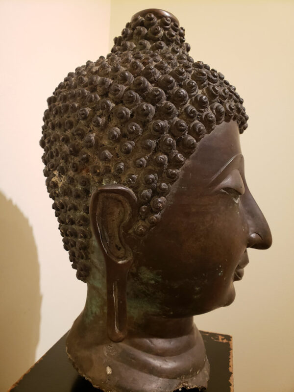 Thai Bronze Head of Buddha, Chiang Sen Style, circa 15th Century - Image 12