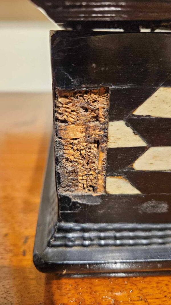 17th Century Flemish Bone Inlaid Ebonized Box - Image 9