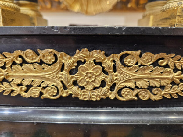 19th Century Empire Ormolu-Mounted Black Marble Portico Clock - Image 11