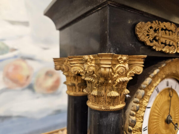 19th Century Empire Ormolu-Mounted Black Marble Portico Clock - Image 12