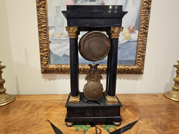 19th Century Empire Ormolu-Mounted Black Marble Portico Clock - Image 17