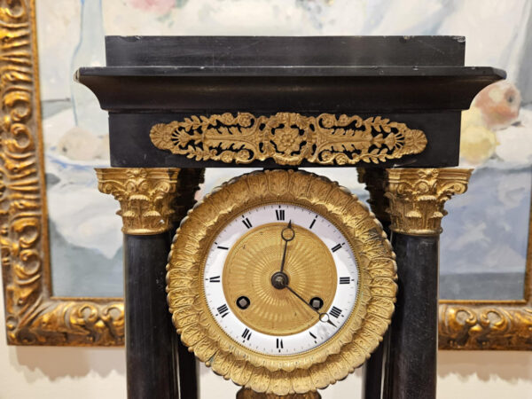 19th Century Empire Ormolu-Mounted Black Marble Portico Clock - Image 2