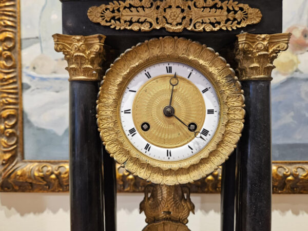 19th Century Empire Ormolu-Mounted Black Marble Portico Clock - Image 3