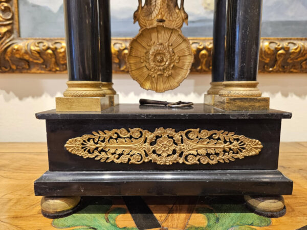 19th Century Empire Ormolu-Mounted Black Marble Portico Clock - Image 5