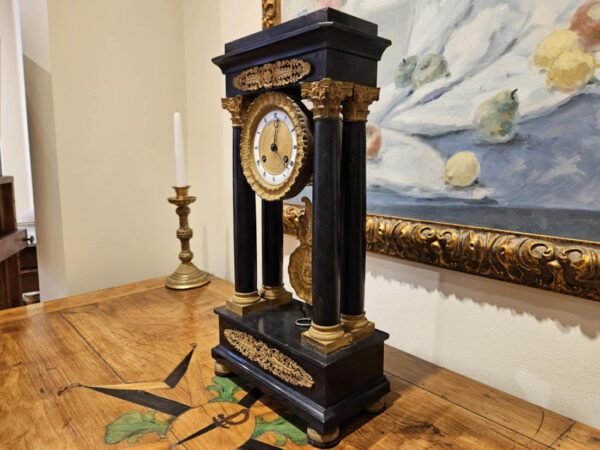 19th Century Empire Ormolu-Mounted Black Marble Portico Clock - Image 7