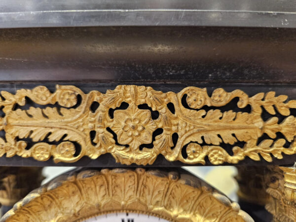 19th Century Empire Ormolu-Mounted Black Marble Portico Clock - Image 9