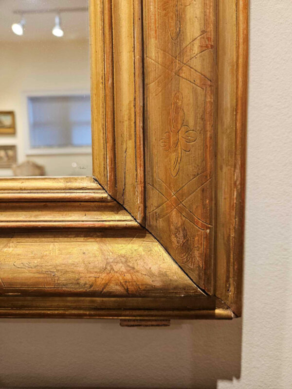 19th Century Louis Philippe Gilt Mirror having Incised Decoration. - Image 8