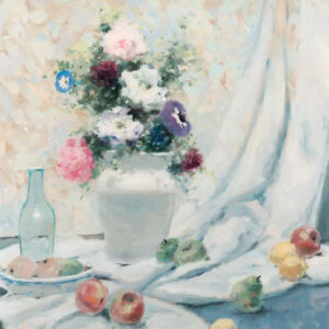 "Floral Still Life with Fruit " Oil on Canvas by Andre Gisson (1921 - 2003)