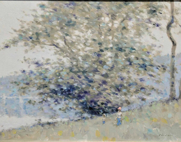 "Landscape with Boats" Oil on Canvas by Andre Gisson (1921 - 2003)