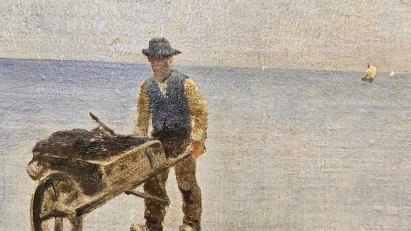 August Vilhelm Nikolaus Hagborg (1852 - 1921)“Fiskare På Stranden I Bretagne" Oil on Canvas - Image 10