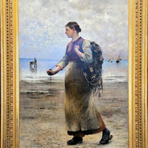 August Vilhelm Nikolaus Hagborg (1852 - 1921)“Fiskare På Stranden I Bretagne" Oil on Canvas