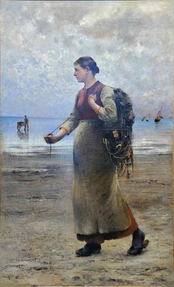 August Vilhelm Nikolaus Hagborg (1852 - 1921)“Fiskare På Stranden I Bretagne" Oil on Canvas - Image 4