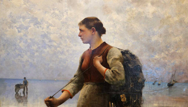 August Vilhelm Nikolaus Hagborg (1852 - 1921)“Fiskare På Stranden I Bretagne" Oil on Canvas - Image 6