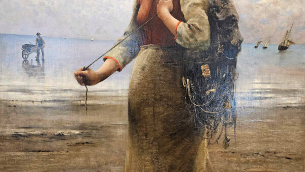 August Vilhelm Nikolaus Hagborg (1852 - 1921)“Fiskare På Stranden I Bretagne" Oil on Canvas - Image 7