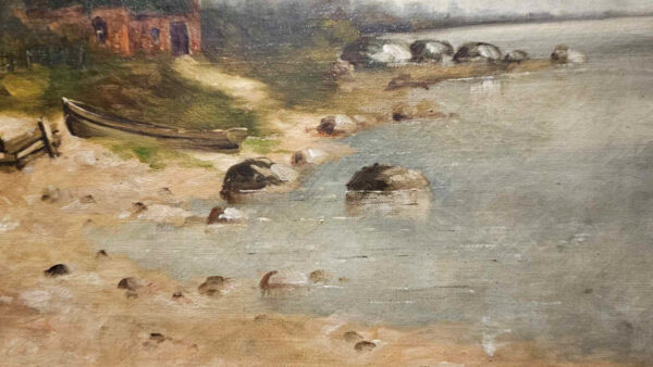 Carl Dahl (1810 - 1887) Oil on Canvas "Fishing Village" - Image 14