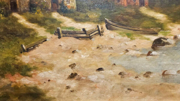 Carl Dahl (1810 - 1887) Oil on Canvas "Fishing Village" - Image 18