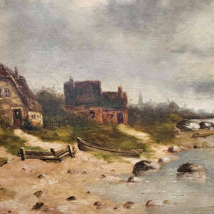 Carl Dahl (1810 - 1887) Oil on Canvas "Fishing Village"