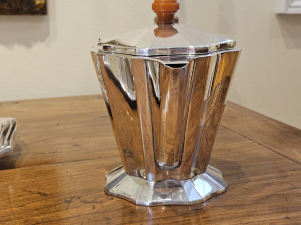 Art Deco Italian 800 Silver Tea Set and Tray made by A. Cesa S. C. Silversmith, Alessandria Italy. - Image 13