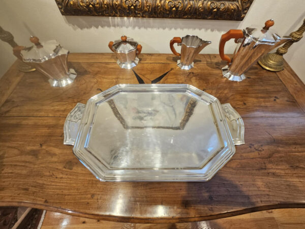 Art Deco Italian 800 Silver Tea Set and Tray made by A. Cesa S. C. Silversmith, Alessandria Italy. - Image 19