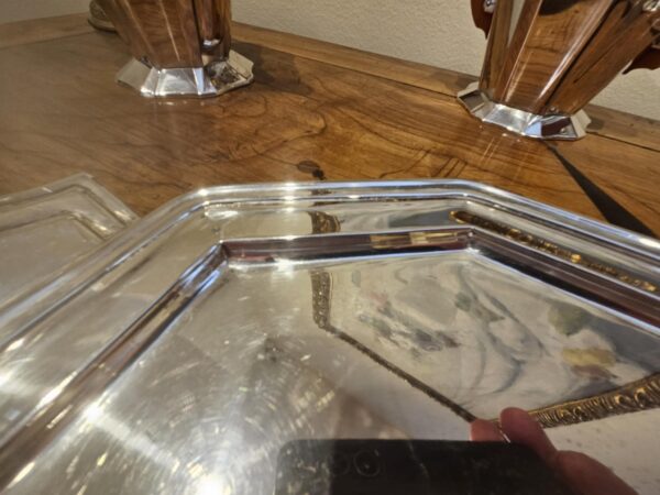 Art Deco Italian 800 Silver Tea Set and Tray made by A. Cesa S. C. Silversmith, Alessandria Italy. - Image 21