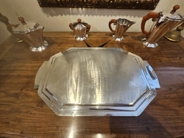 Art Deco Italian 800 Silver Tea Set and Tray made by A. Cesa S. C. Silversmith, Alessandria Italy. - Image 22