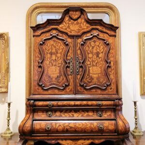19th Century Dutch Diminutive Apprentice Marquetry Cabinet Sample