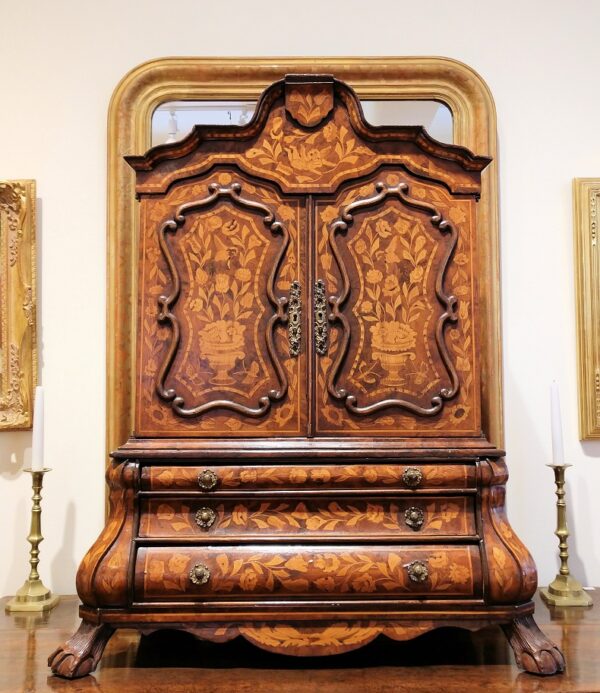 19th Century Dutch Diminutive Apprentice Marquetry Cabinet Sample