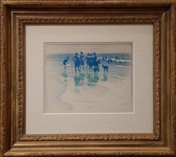 "Wading at the Shore" Mixed Media on Artist Board by Edward Henry Potthast (1857-1927) - Image 24