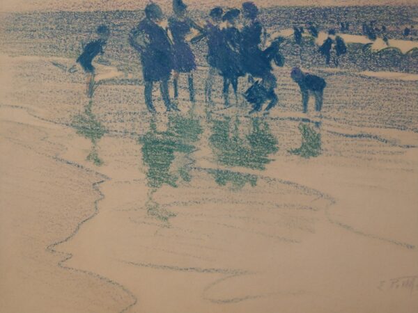 "Wading at the Shore" Mixed Media on Artist Board by Edward Henry Potthast (1857-1927) - Image 5