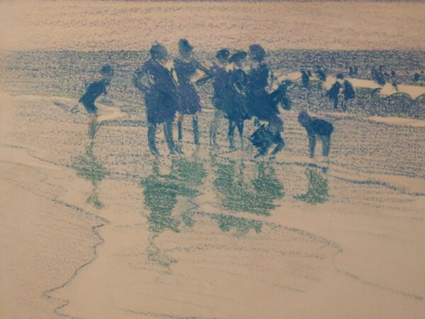 "Wading at the Shore" Mixed Media on Artist Board by Edward Henry Potthast (1857-1927) - Image 6