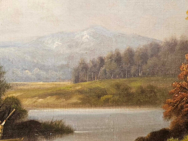 Emile Henry Renard (1850 - 1930)   “Pêche au bord des étangs” Oil on Canvas - Image 10