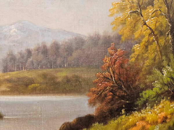 Emile Henry Renard (1850 - 1930)   “Pêche au bord des étangs” Oil on Canvas - Image 11