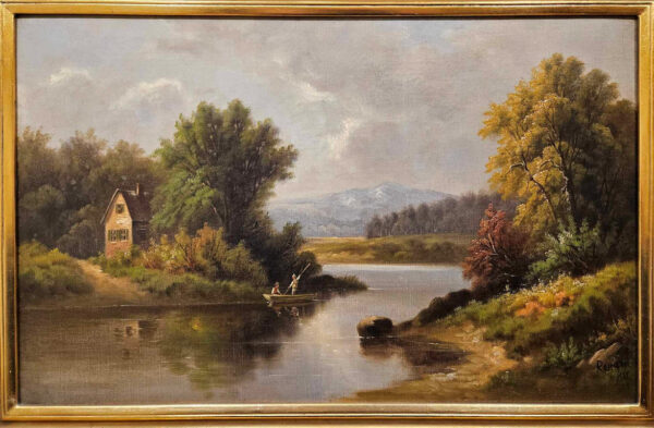 Emile Henry Renard (1850 - 1930)   “Pêche au bord des étangs” Oil on Canvas - Image 4