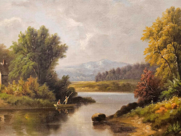 Emile Henry Renard (1850 - 1930)   “Pêche au bord des étangs” Oil on Canvas