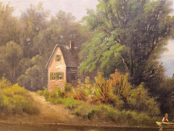 Emile Henry Renard (1850 - 1930)   “Pêche au bord des étangs” Oil on Canvas - Image 8