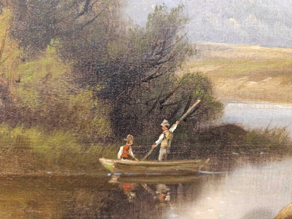 Emile Henry Renard (1850 - 1930)   “Pêche au bord des étangs” Oil on Canvas - Image 9