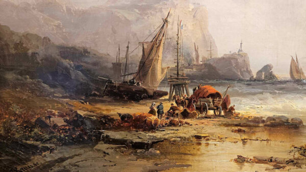 Franz Emil Krause (1836 - 1900)"Fisherman of Britenia" Oil on Canvas - Image 7