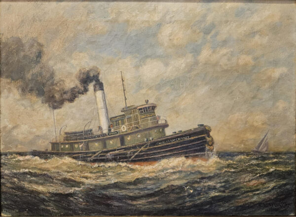 “Charles A. McCaffrey Tugboat 1917” by Frederick Leo Hunter (1862-1943)