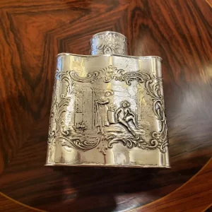 Late 19th Century Gebruder Dingeldein Hanau Sterling Silver Tea Caddy.
