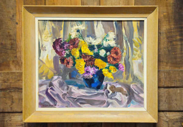 Grace Jorgensen (1997-1994) “Mid Century Bouquet” Oil on Board - Image 2