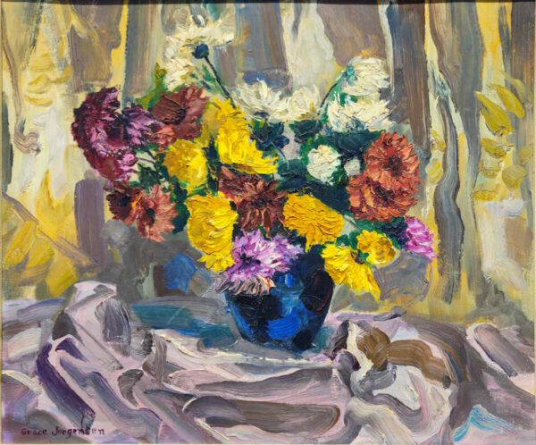 Grace Jorgensen (1997-1994) “Mid Century Bouquet” Oil on Board