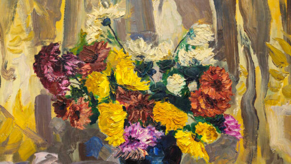 Grace Jorgensen (1997-1994) “Mid Century Bouquet” Oil on Board - Image 4
