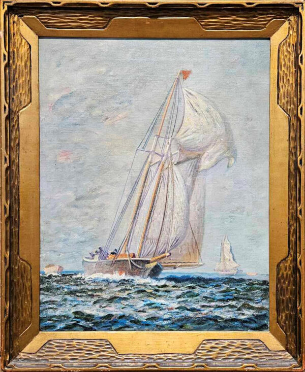 James Gale Tyler (1855-1931) "Sailing on the High Seas" Oil on Canvas - Image 2