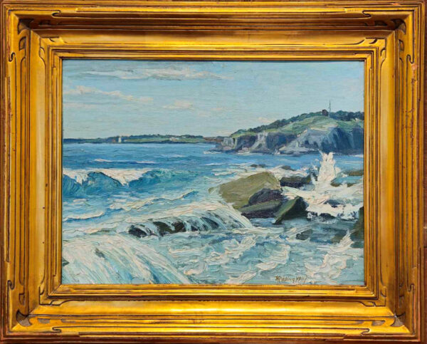 Newcomb-Macklin Frame on Oil on board by John Redding Kelly (1879-1949) "Waves" - Image 2