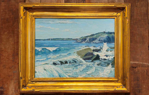 Newcomb-Macklin Frame on Oil on board by John Redding Kelly (1879-1949) "Waves" - Image 3