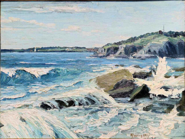 Newcomb-Macklin Frame on Oil on board by John Redding Kelly (1879-1949) "Waves"