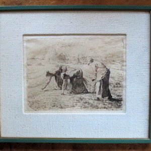 Etching LES GLANEUSES (The Gleaners) by Jean-Francois Millet (1814 - 1875)