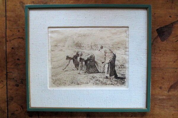 Etching LES GLANEUSES (The Gleaners) by Jean-Francois Millet (1814 - 1875)