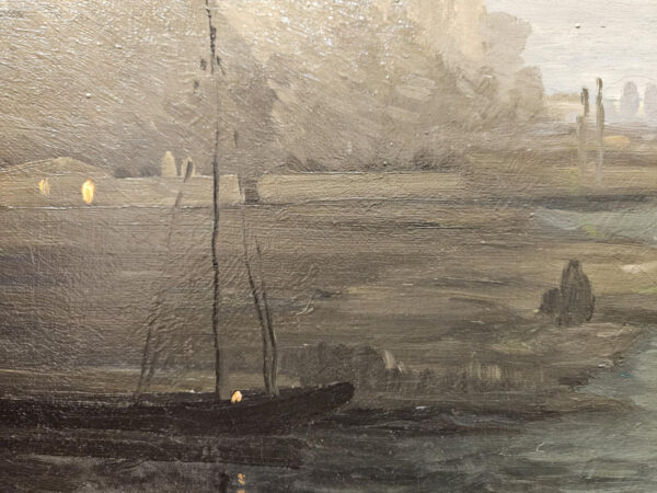 Leon Dabo (1864-1960) “Evening on the Marne, 1917” Oil on Canvas - Image 11